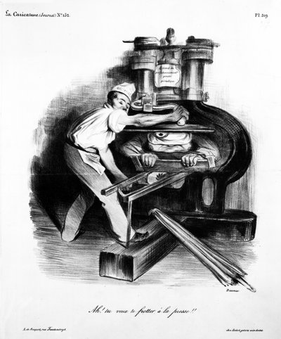 Ah! Você quer se meter com a imprensa ", ridicularizando o rei Louis-Philippe, de &39;La Caricature&39;, 3 de outubro de 1833 (ver também 162355) de Honoré Daumier